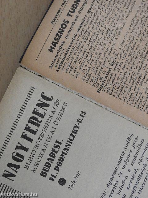 Budapesti utmutató és cimtár 1938.