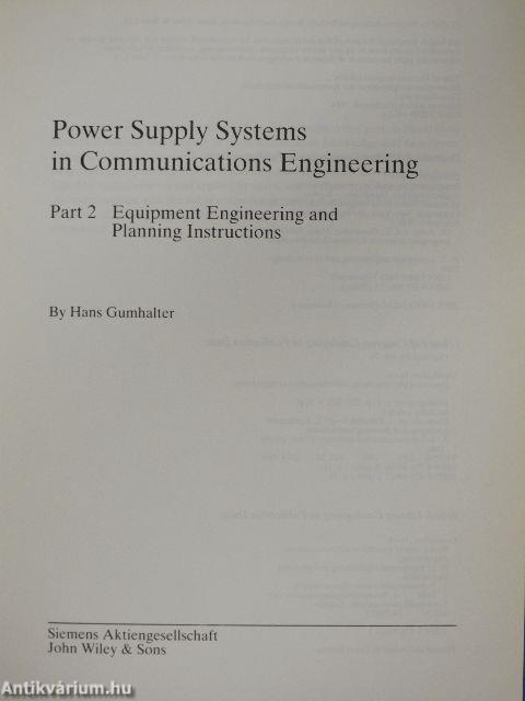 Power Supply Systems in Communications Engineering 2.