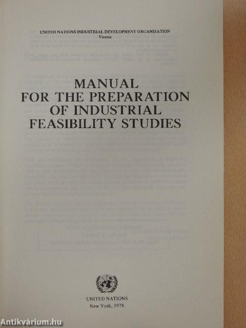 Manual for the Preparation of Industrial Feasibility Studies