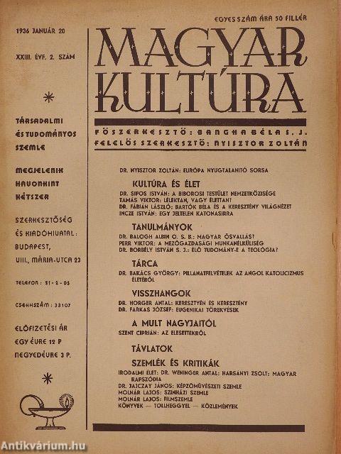 Magyar Kultúra 1936-1937. (vegyes számok)(15 db)