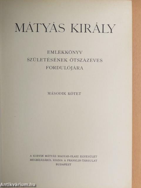 Mátyás király emlékkönyv II.