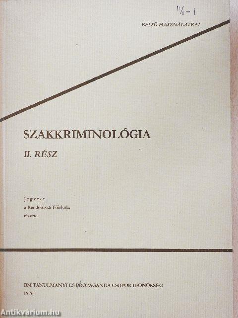 Szakkriminológia II.