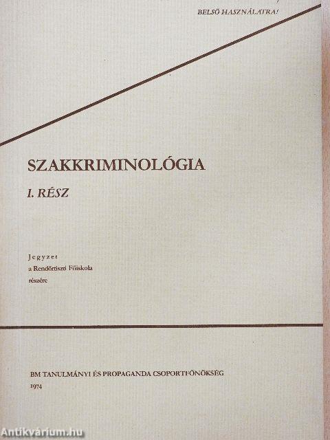 Szakkriminológia I.