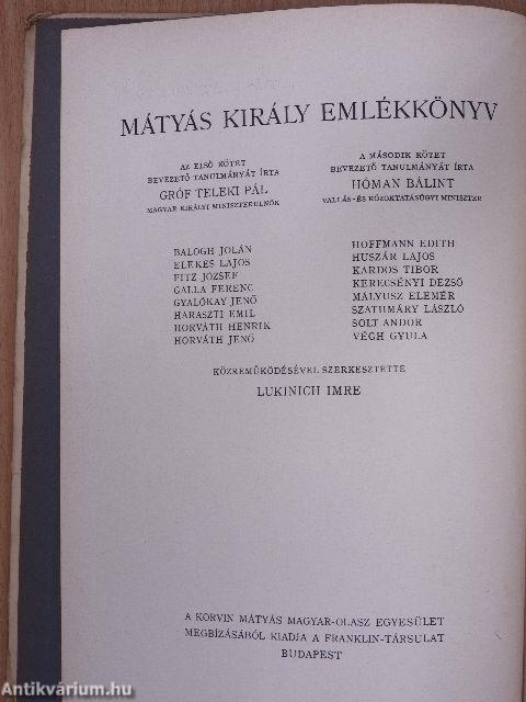 Mátyás király emlékkönyv II.