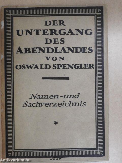 Der Untergang des Abendlandes - Namen- und Sachverzeichnis