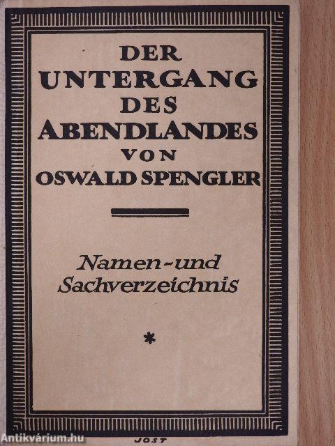 Der Untergang des Abendlandes - Namen- und Sachverzeichnis