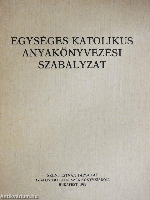 Egységes katolikus anyakönyvezési szabályzat