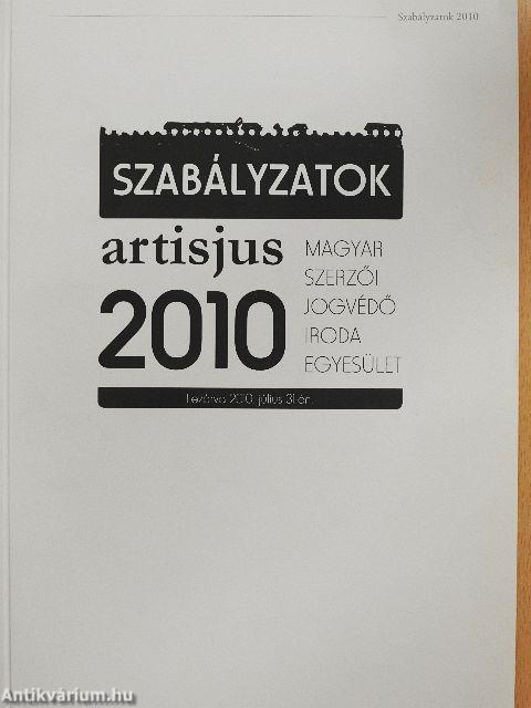 Artisjus 2010 - Szabályzatok