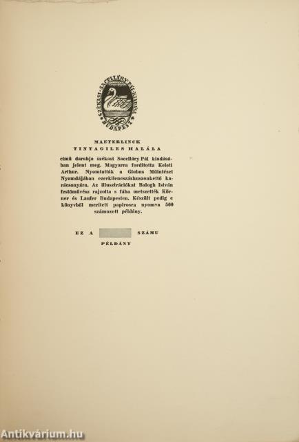 Tintagiles halála (dedikált példány)