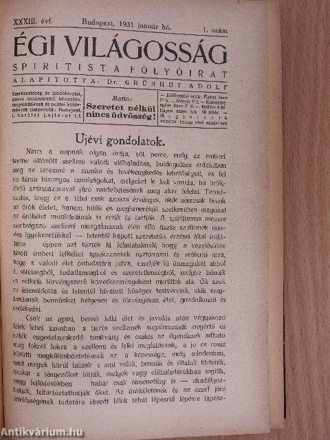 Égi világosság 1931. január-december