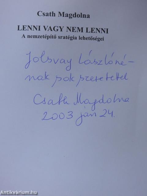 Lenni vagy nem lenni (dedikált példány)