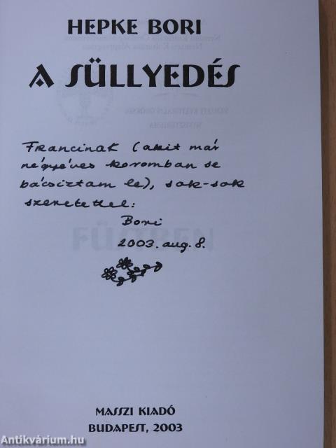 A süllyedés (dedikált példány)