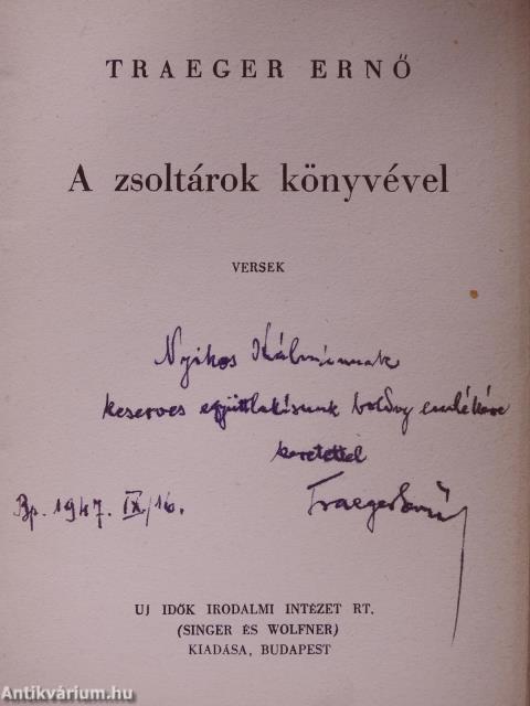 A zsoltárok könyvével (dedikált példány)