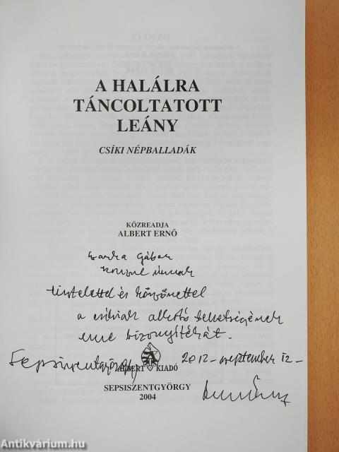 A halálra táncoltatott leány (dedikált példány)