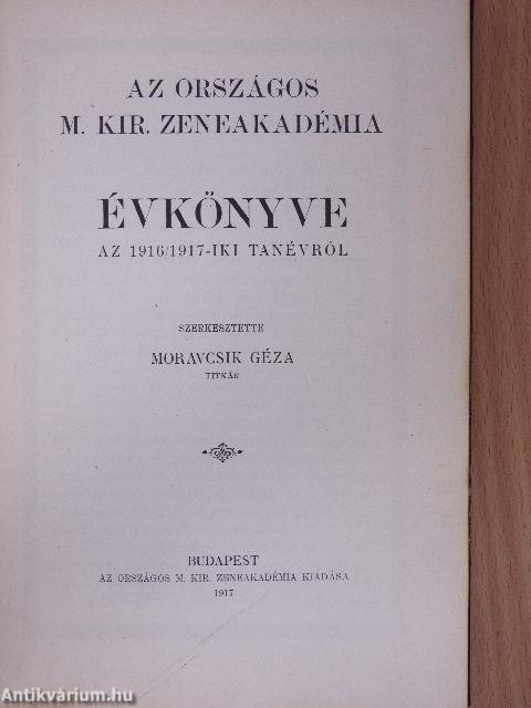 Az Országos M. Kir. Zeneakadémia évkönyve az 1916/1917-iki tanévről