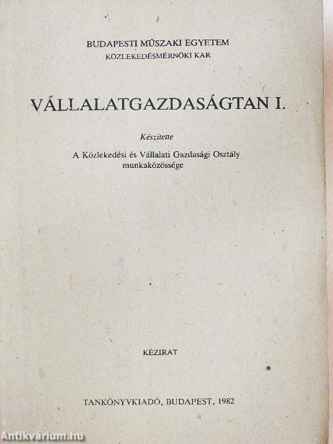 Vállalatgazdaságtan I.