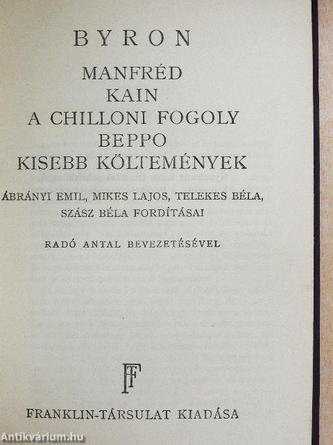 Manfréd/Kain/A chilloni fogoly/Beppo és kisebb költemények