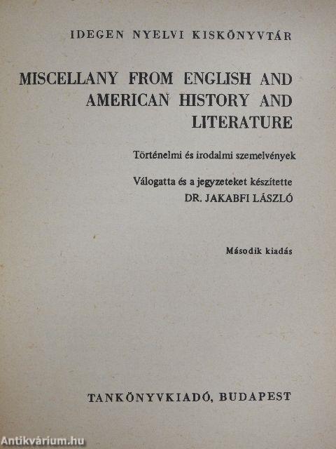 Miscellany from English and American History and Literature