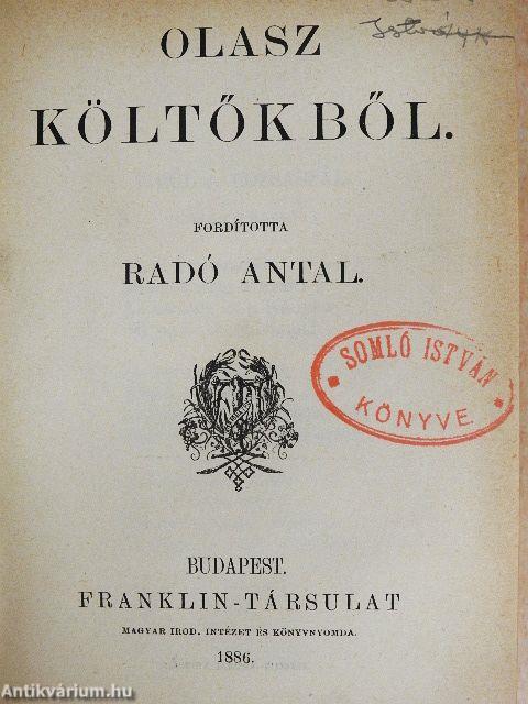 Olasz költőkből/Finn költőkből/Mickiewicz Ádám szonettjei/Szerb költőkből/Angol, franczia és olasz költőkből