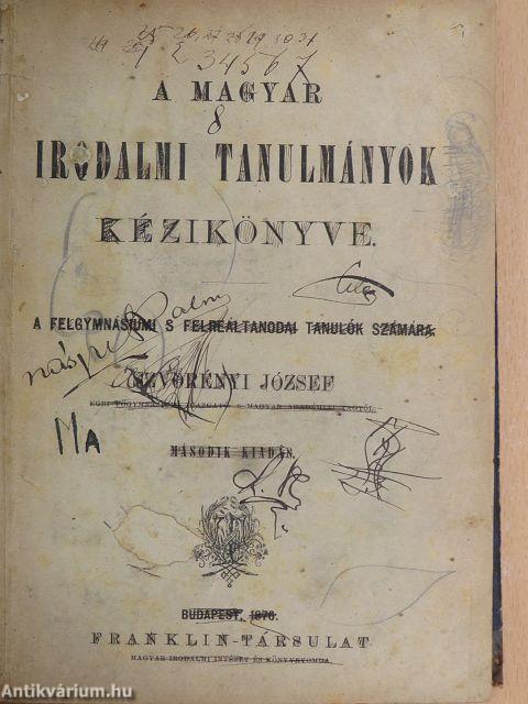 A magyar irodalmi tanulmányok kézikönyve (rossz állapotú)