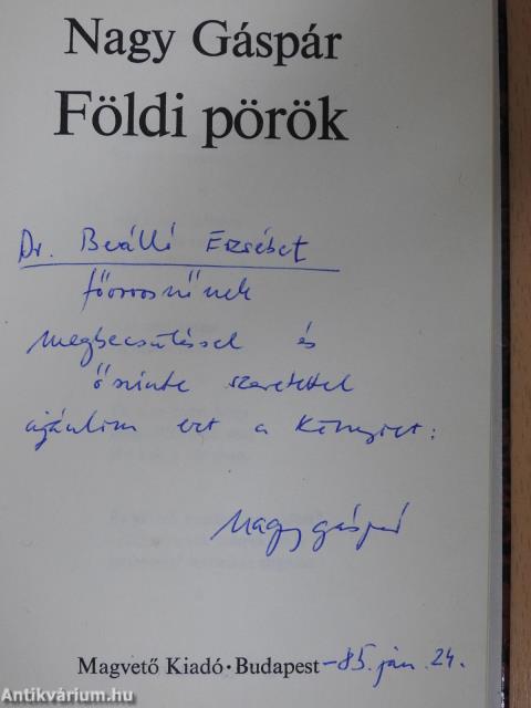 Földi pörök (dedikált példány)