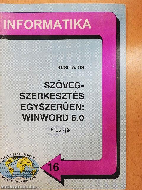 Szövegszerkesztés egyszerűen: Winword 6.0