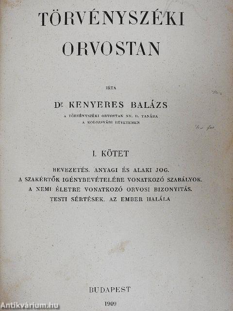 Törvényszéki orvostan I-III.