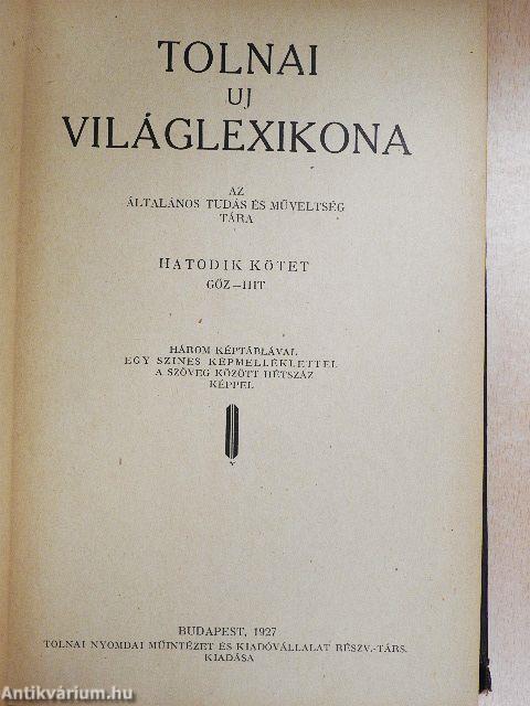 Tolnai uj világlexikona VI. (töredék)