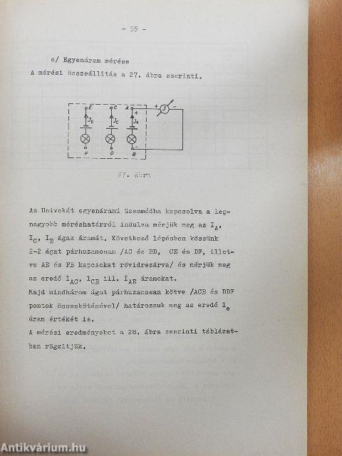 Villamos müszerek és mérések laboratóriumi gyakorlata I.