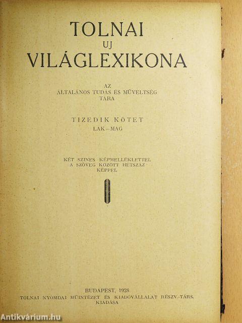 Tolnai uj világlexikona X. (töredék)