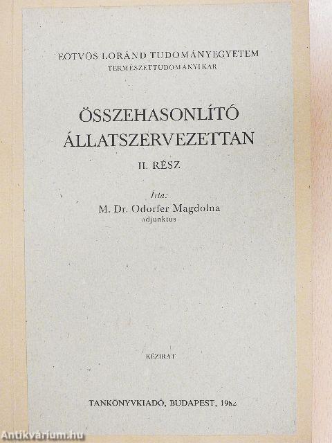 Összehasonlító állatszervezettan II.