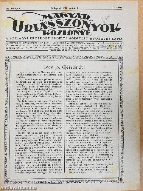 Magyar Uriasszonyok Lapja 1926. január-december