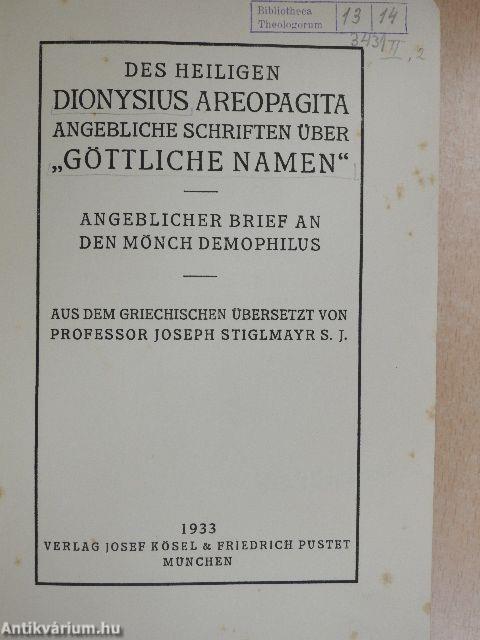 Angebliche Schriften über "Göttliche Namen"