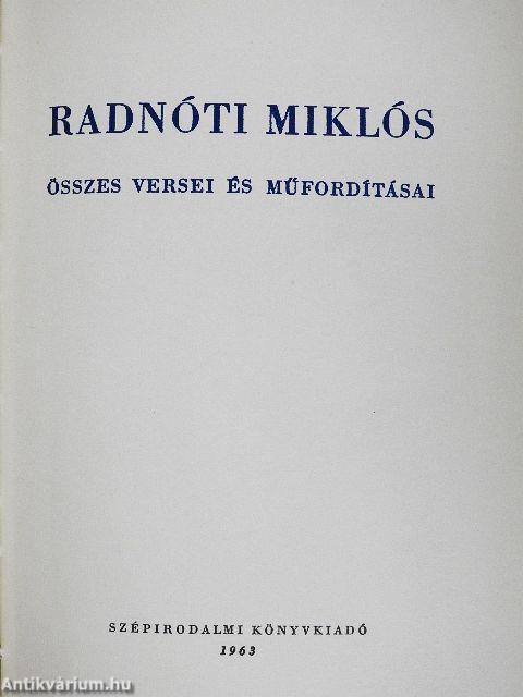 Radnóti Miklós összes versei és műfordításai