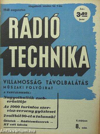 Rádió és filmtechnika 1948. augusztus