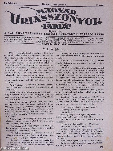 Magyar Uriasszonyok Lapja 1926. január-december