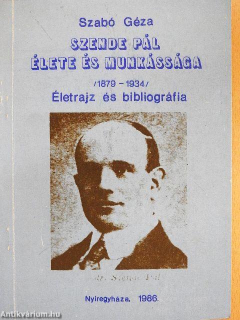 Szende Pál élete és munkássága (1879-1934)