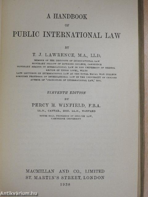 A handbook of public international law