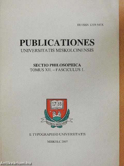 Publicationes Universitatis Miskolcinensis Tomus XII. - Fasciculus 1.