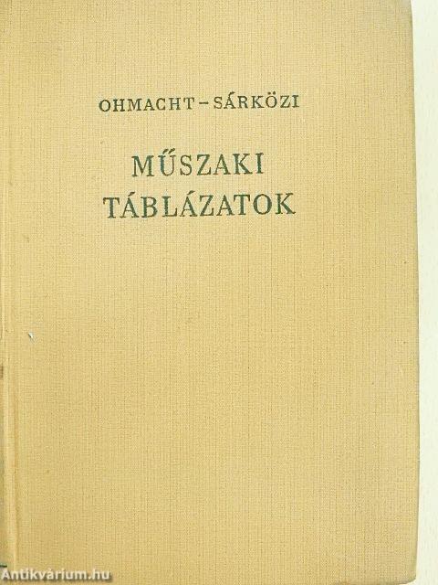 Műszaki táblázatok