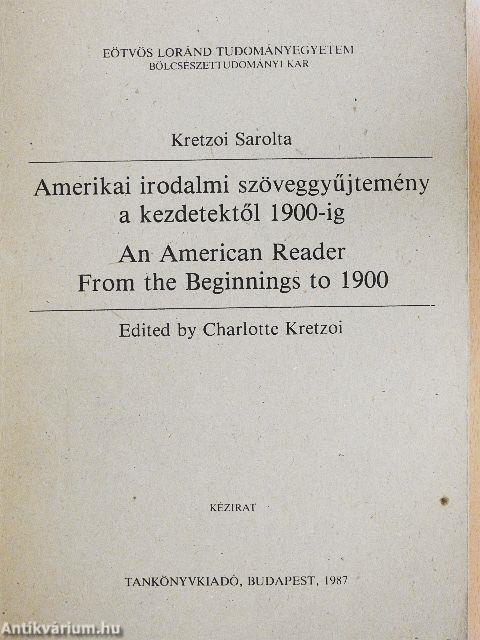 Amerikai irodalmi szöveggyűjtemény a kezdetektől 1900-ig