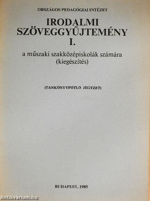 Irodalmi szöveggyűjtemény I.