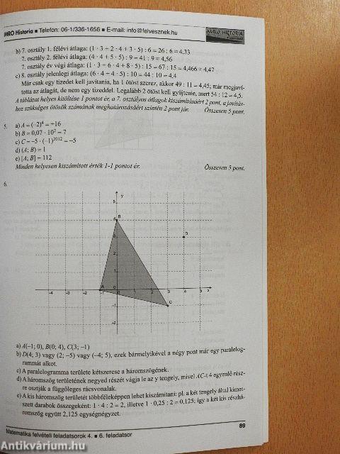 Matematika felvételi feladatsorok 4.