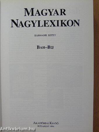 Magyar Nagylexikon 3. (töredék)