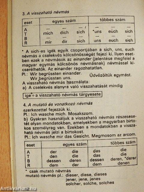 Német nyelvtani segédkönyv tanulóknak