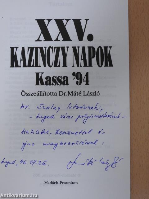 XXV. Kazinczy Napok (dedikált példány)