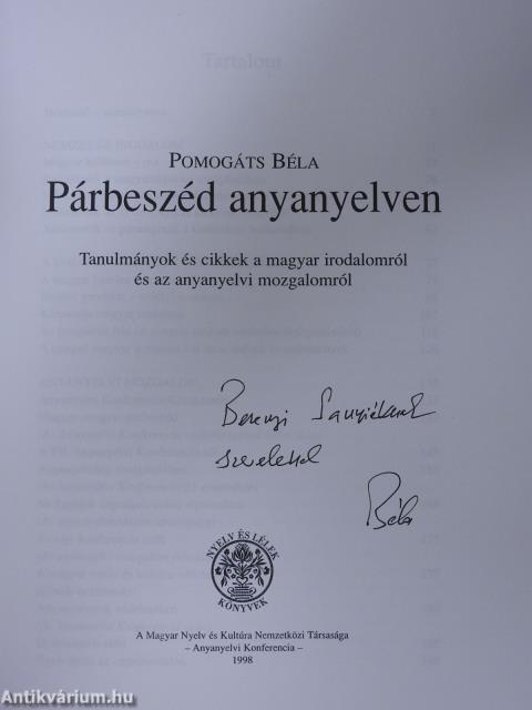 Párbeszéd anyanyelven (dedikált példány)