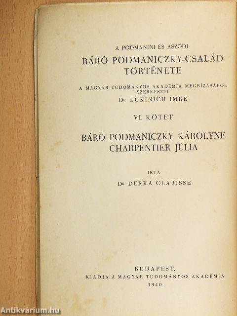 Báró Podmaniczky Károlyné Charpentier Júlia