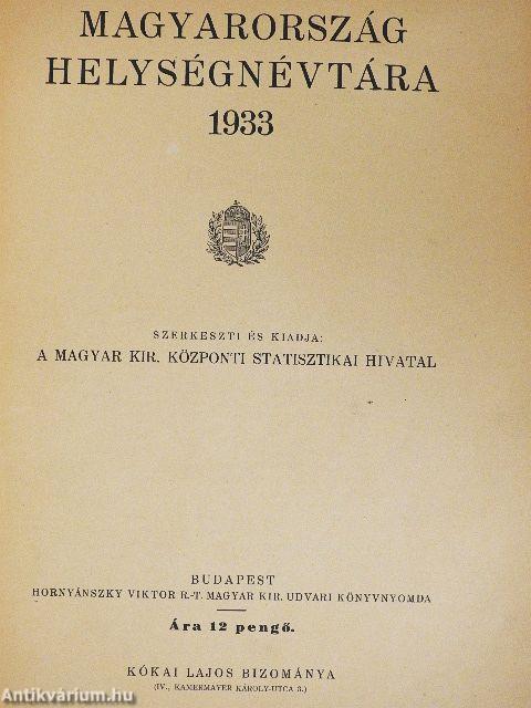 Magyarország helységnévtára 1933