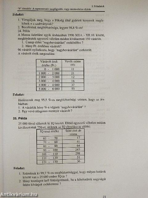 Statisztika 2. - Feladatgyűjtemény